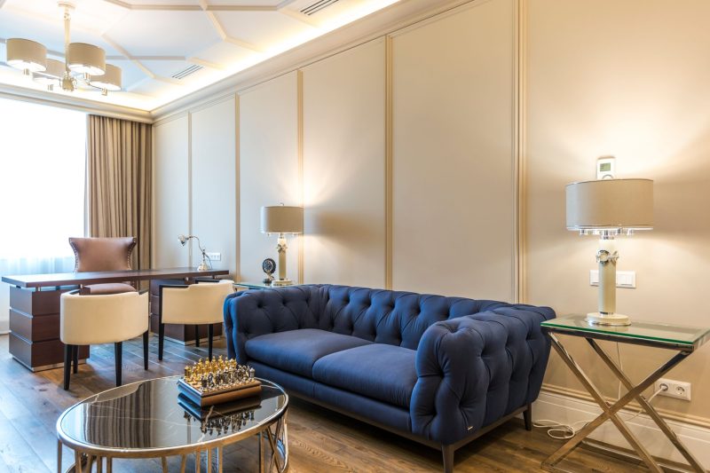 A stylish interior with modern furniture featuring a chic bl 1784653294